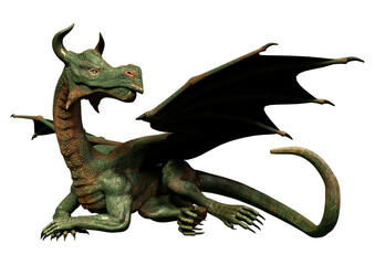 Naklejka premium 3D Rendering Fairy Tale Dragon on White