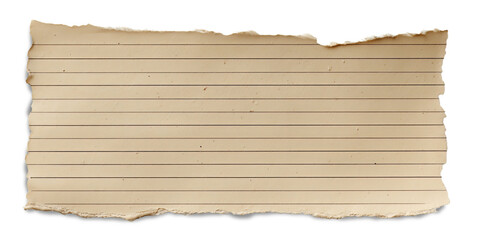 Fototapeta premium Torn Piece of Lined Notebook Paper with Rough Edges Isolated on Transparent Background, PNG Cutout