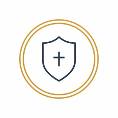 Obraz premium Shield icon with christian cross for faith and protection