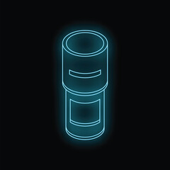 Fototapeta premium Blue neon sign illustrating a water cooler against a black background