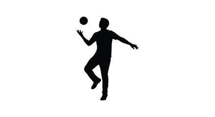 A dynamic image depicts a person juggling a single ball captured in a striking black silhouette high quality © jivect02