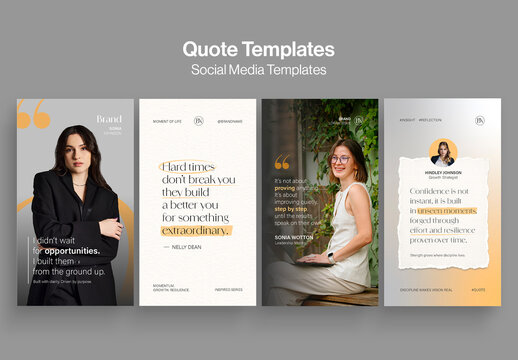 Quote Post Template Set, Motivational Quote & Testimonial Social Media Template