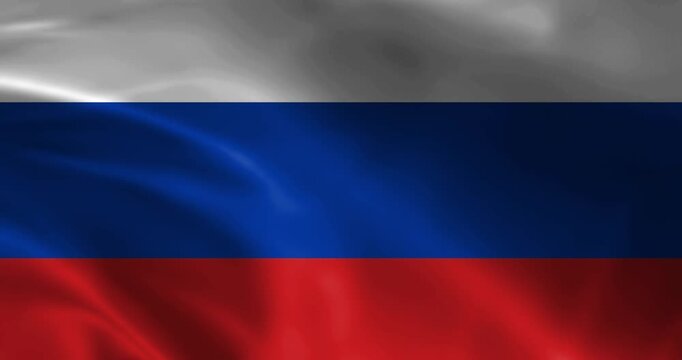 Russian flag waving. Russian Federation flag swaying in the wind, endless cycled loop video background