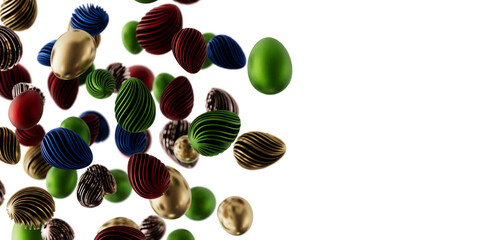 Artistic Easter egg illustration in various colors and textures on white background. Perfect for Easter greetings and ho © vegefox.com