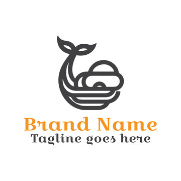 Whale Tail Cloud logo. Fully Vector EPS file. CMYK color mode. Editable color. Easy to download.