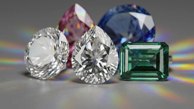 Luxury Diamonds and Gemstones Displayed Together.