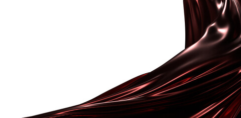 Naklejka premium Abstract satin background with shiny red cloth. Beautiful flowing fabric waves. Modern design element for projects and i