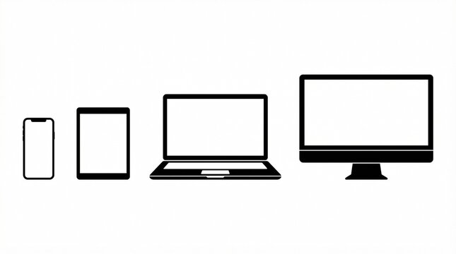 Device Silhouettes: Smartphone, Tablet, Laptop, and Desktop Icons