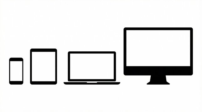 Device Silhouettes: Smartphone, Tablet, Laptop, and Desktop Icons