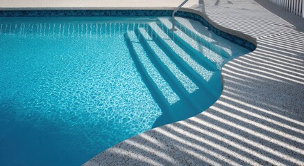 Obraz premium Crystal Clear Swimming Pool Steps with Sunlight Shadows.