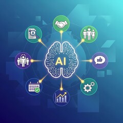 AI Brain with Icons.