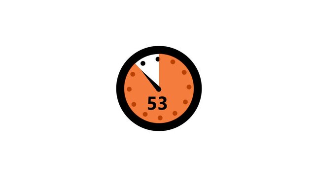 Animation text 58 min with blue arrow. Eighteen min Animation video timer icon with 58 min.