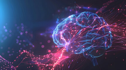 AI brainwave background with neural links and wave motion.