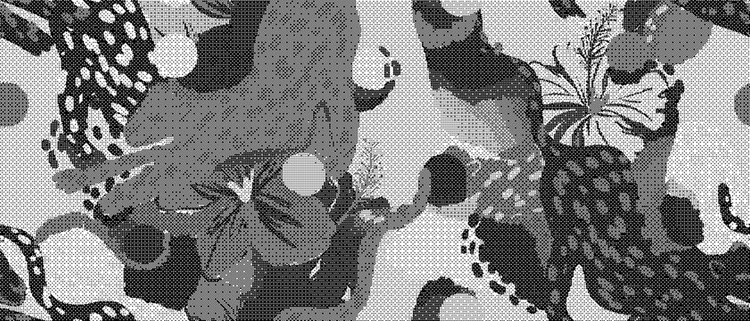 Black and white butterfly and floral pattern on textured background