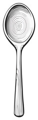Fototapeta premium Handcrafted Wooden Spoon Engraved Line Art Kitchen Utensil Illustration