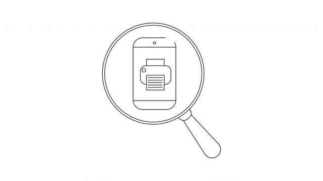 Mobile Printing Search - Magnifying Glass on Smartphone Printer Icon.