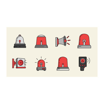 Warning Light and Siren Icons for Emergency and Alert Situations