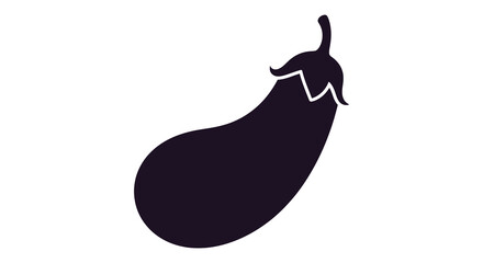 A striking black silhouette of an eggplant showcasing its unique shape and form against a white background silhouette © jivect02