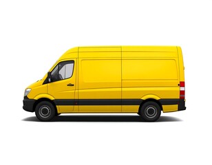 Bright yellow delivery van, shown in profile on a white background