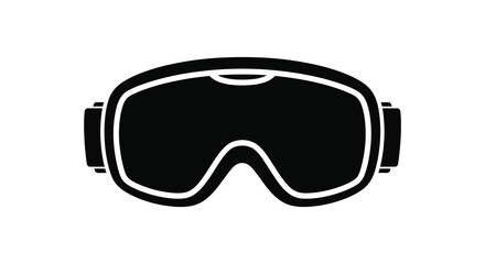 A striking black and white graphic depicts ski goggles highlighting their curved shape and modern design silhouette high quality professional © jivect02