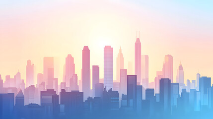 Minimal modern cityscape background with clean lines and geometric shapes.