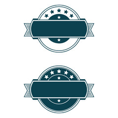 Elegant badge seal with ribbon and stars - minimalist vector design