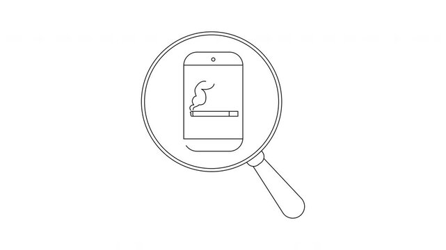 Smartphone Addiction Concept - Magnifying Glass Focuses on Phone.