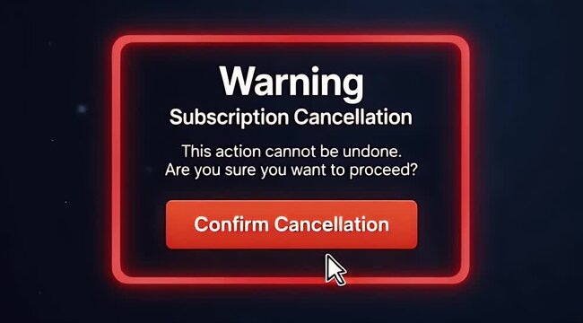 Warning Subscription Cancellation. This action cannot be undone. Are you sure you want to proceed?