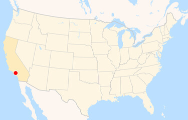 Obraz premium Location Map of Hollywood Burbank Airport (Burbank, California, USA). IATA-code: BUR. No labels at all.