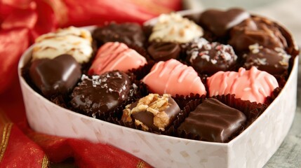 Sweet box of assorted chocolates on a festive table during a celebration