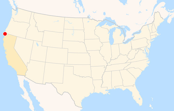 Location Map of Jack Mc Namara Field Airport (Crescent City, California, USA). IATA-code: CEC. No labels at all.