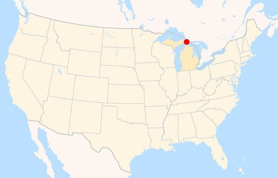 Location Map of Chippewa County Int. Airport (Sault Ste Marie, Michigan, USA). IATA-code: CIU. No labels at all.