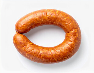 음식-소시지-소세지-킬바사-키에우바사-말발굽 소세지-수제소시지-단 하나-흰색 배경