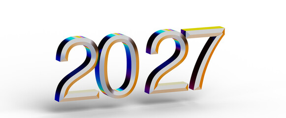 3D render of the year 2027, with metallic colorful font and a clean white backdrop. Perfect for...