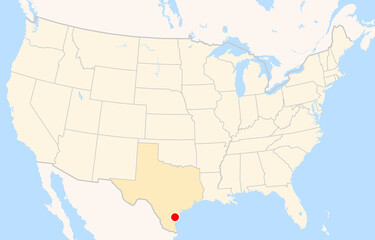 Fototapeta premium Location Map of Corpus Christi Int. Airport (Corpus Christi, Texas, USA). IATA-code: CRP. No labels at all.