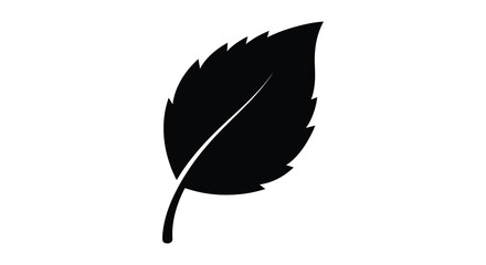 A striking black leaf design is prominently displayed against a solid white background creating a bold silhouette © Ajahar