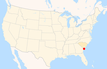 Obraz premium Location Map of Hilton Head Airport (Hilton Head Island, South Carolina, USA). IATA-code: HHH. No labels at all.