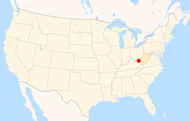 Obraz premium Location Map of Tri-State Airport&nbsp;(Milton J. Ferguson Field) (Huntington, West Virginia, USA). IATA-code: HTS. No labels at all.