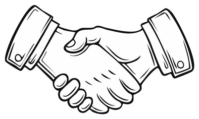 Business handshake illustration, outline of two hands clasping.