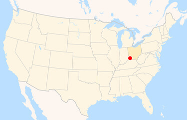 Obraz premium Location Map of Cincinnati Municipal Airport Lunken Field (Cincinnati, Ohio, USA). IATA-code: LUK. No labels at all.