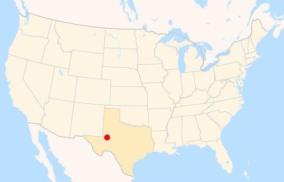 Location Map of Airport Midland Int. Air And Space Port (Midland, Texas, USA). IATA-code: MAF. No labels at all.