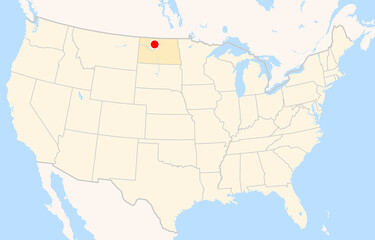 Obraz premium Location Map of Minot Int. Airport (Minot, North Dakota, USA). IATA-code: MOT. No labels at all.