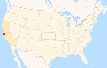 Obraz premium Location Map of Monterey Regional Airport (Monterey, California, USA). IATA-code: MRY. No labels at all.