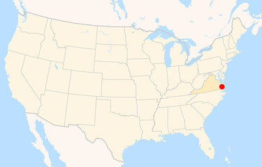 Fototapeta premium Location Map of Norfolk Int. Airport (Norfolk, Virginia, USA). IATA-code: ORF. No labels at all.