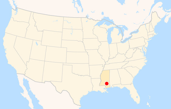 Location Map of Hattiesburg&ndash;Laurel Regional Airport (Hattiesburg - Laurel, Mississippi, USA). IATA-code: PIB. No labels at all.