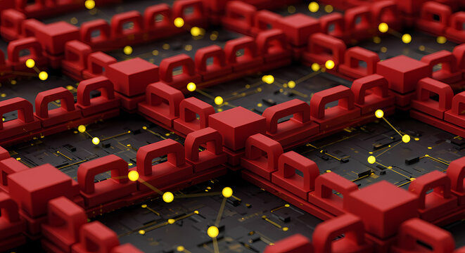 Red truck and yellow dot pattern