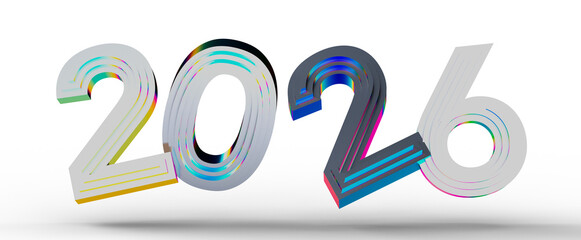 Stylish 3D rendering of the year 2026. Perfect for New Year greetings, future concepts, and festive designs. Suitable fo © vegefox.com