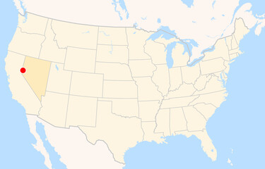 Obraz premium Location Map of Reno–Tahoe Int. Airport (Reno, Nevada, USA). IATA-code: RNO. No labels at all.