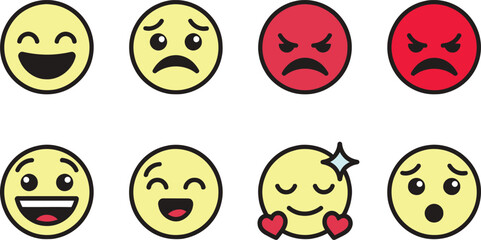 Fototapeta premium Set of 7 emoticon faces vector