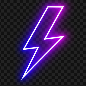 Bright Neon Lightning Symbol